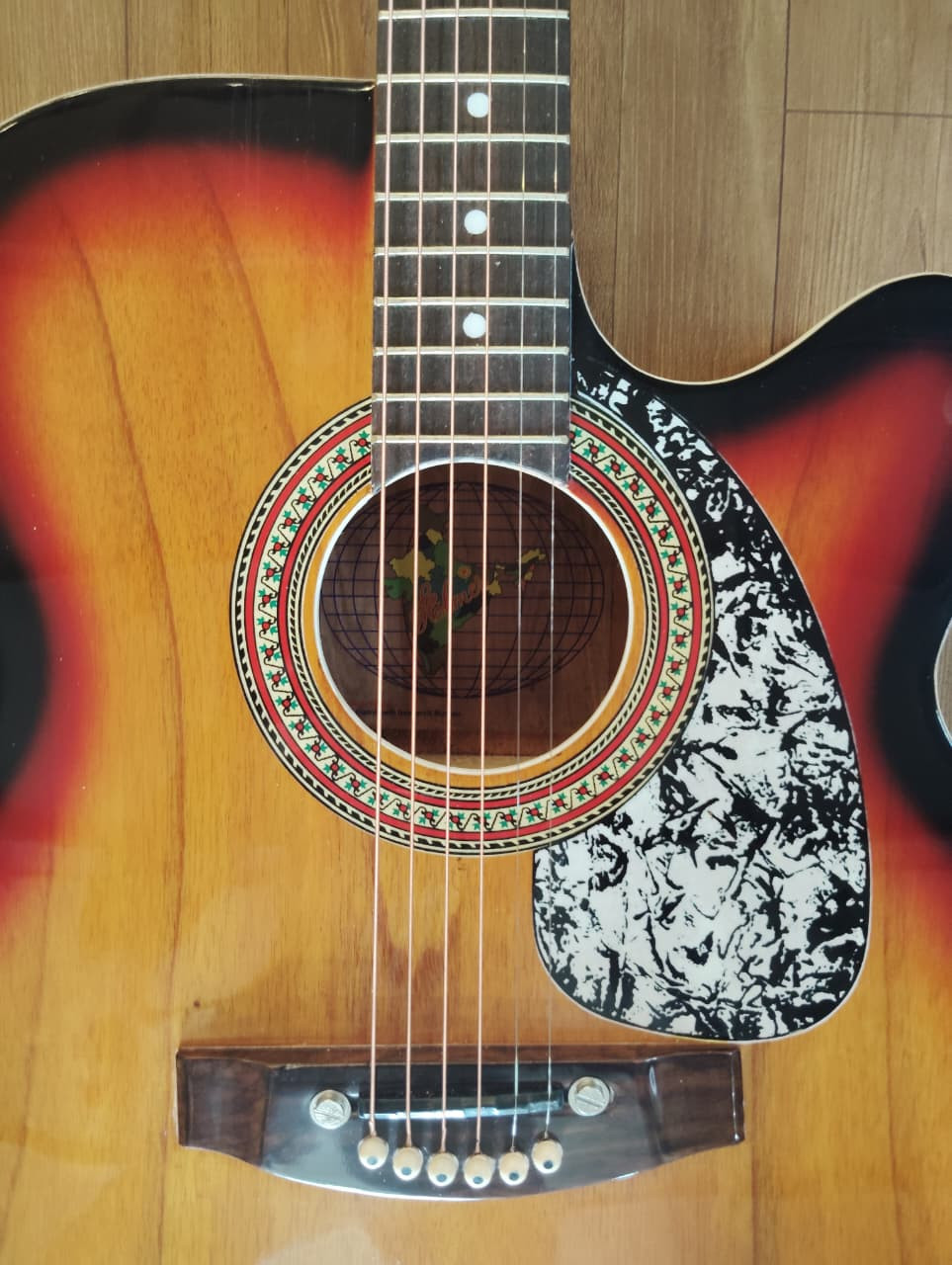 Hobmer 235 Semi acoustic Guitar 41  SunBrust and Black With Case