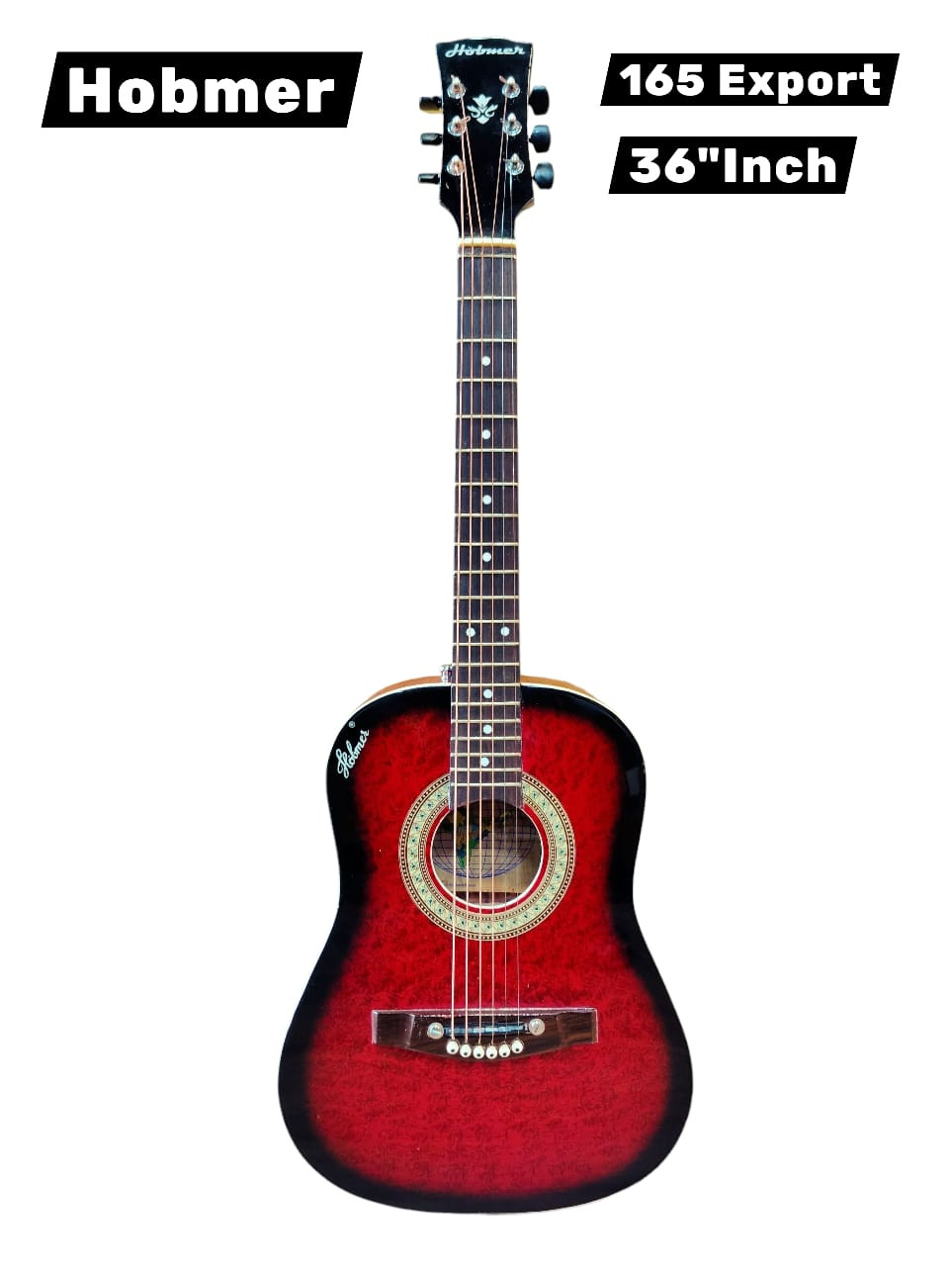 Hobmer 165 Export Semi acoustic Guitar 36 Red  Black With Case