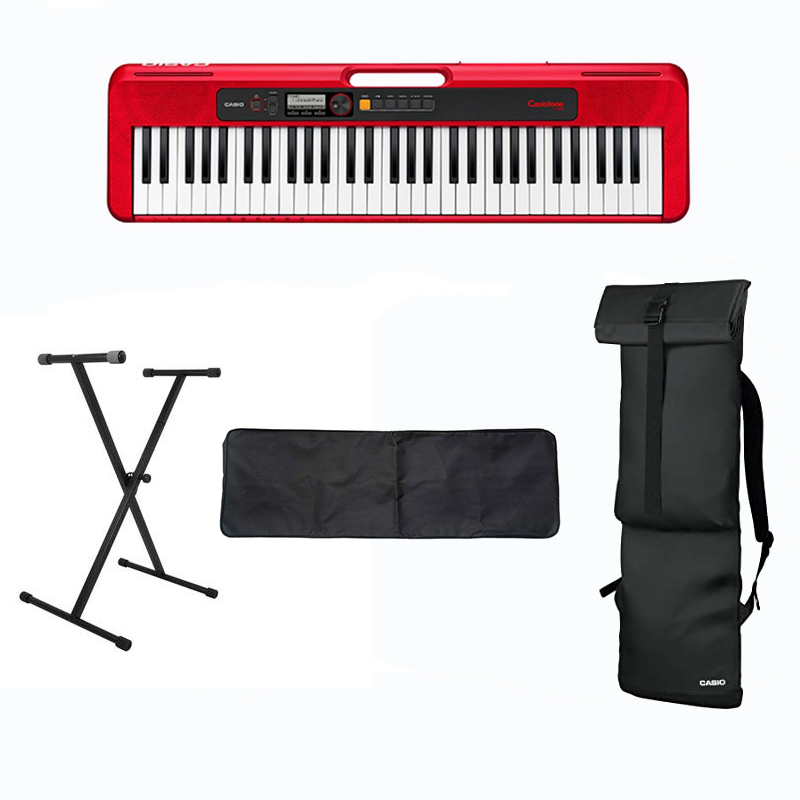 Casio CT-S200 Casiotone 61-Key Portable Keyboard with Bag, Stand, Dustcover Combo Pack(Red)