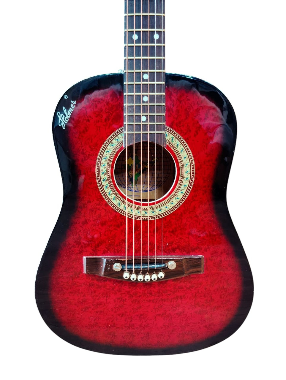 Hobmer 165 Export Semi acoustic Guitar 36 Red Black With Case
