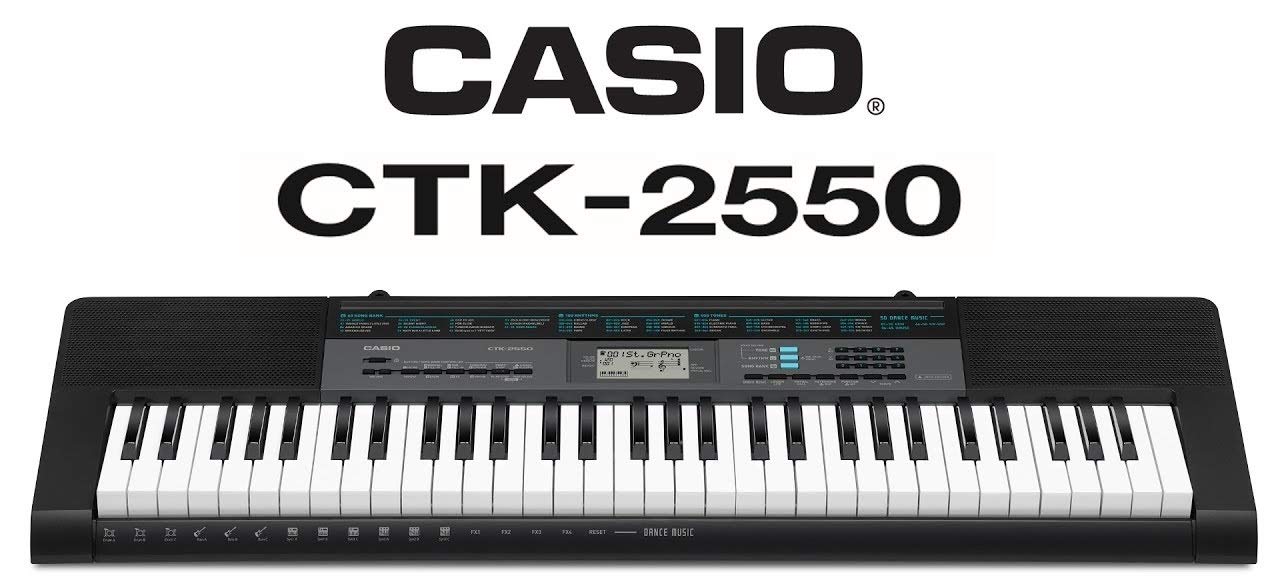 CASIO CTK-2550 61-Keys Standard Keyboard with Keyboard StandAdapterBag and Dust Cover Combo Pack