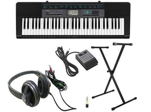 Casio CTK-2550 Keyboard with Adapter Headphone Sustain Pedal Stand Combo Pack