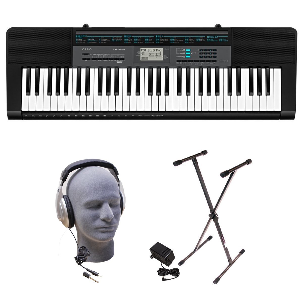 Casio CTK-2550 PPK 61-Key Premium Keyboard Pack with Stand, Headphones Power Supply