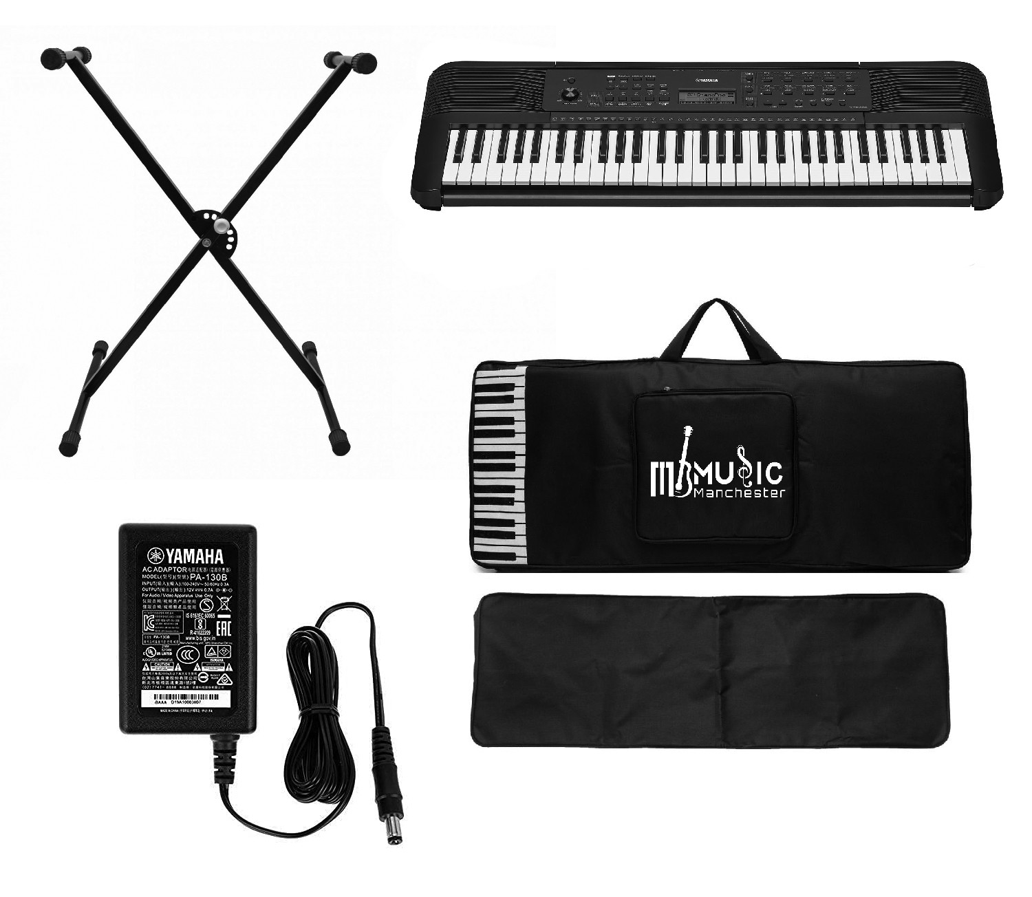 Yamaha PSR E283 Digital Keyboard for BeginersStudentsPower adaptor with Bag Stand Dust Cover Combo Pack