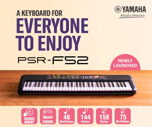 Yamaha PSR-F52 Portable 61 Keys Keyboard with Adaptor and Cover