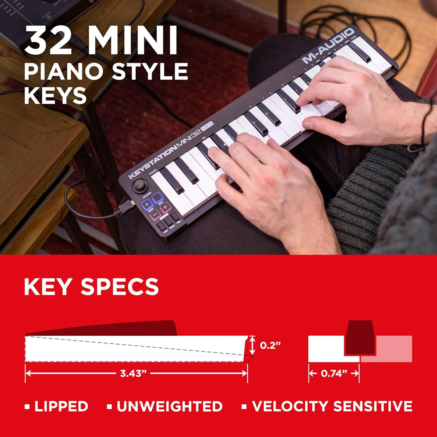 M-Audio Keystation Mini 32 MK3  Ultra-Portable USB MIDI Keyboard Controller