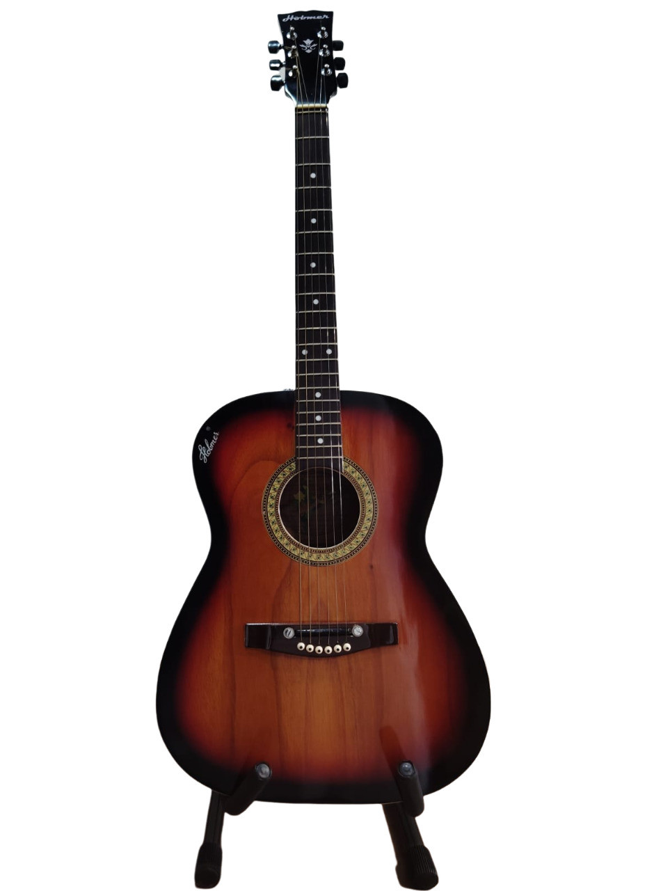 Hobmer 145 Semi-acoustic Round Shape Guitar Sunburst and Black With Case