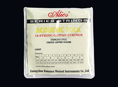 Alice Acoustic Guitar Strings Stainless Steel 12 Strings Set A2012