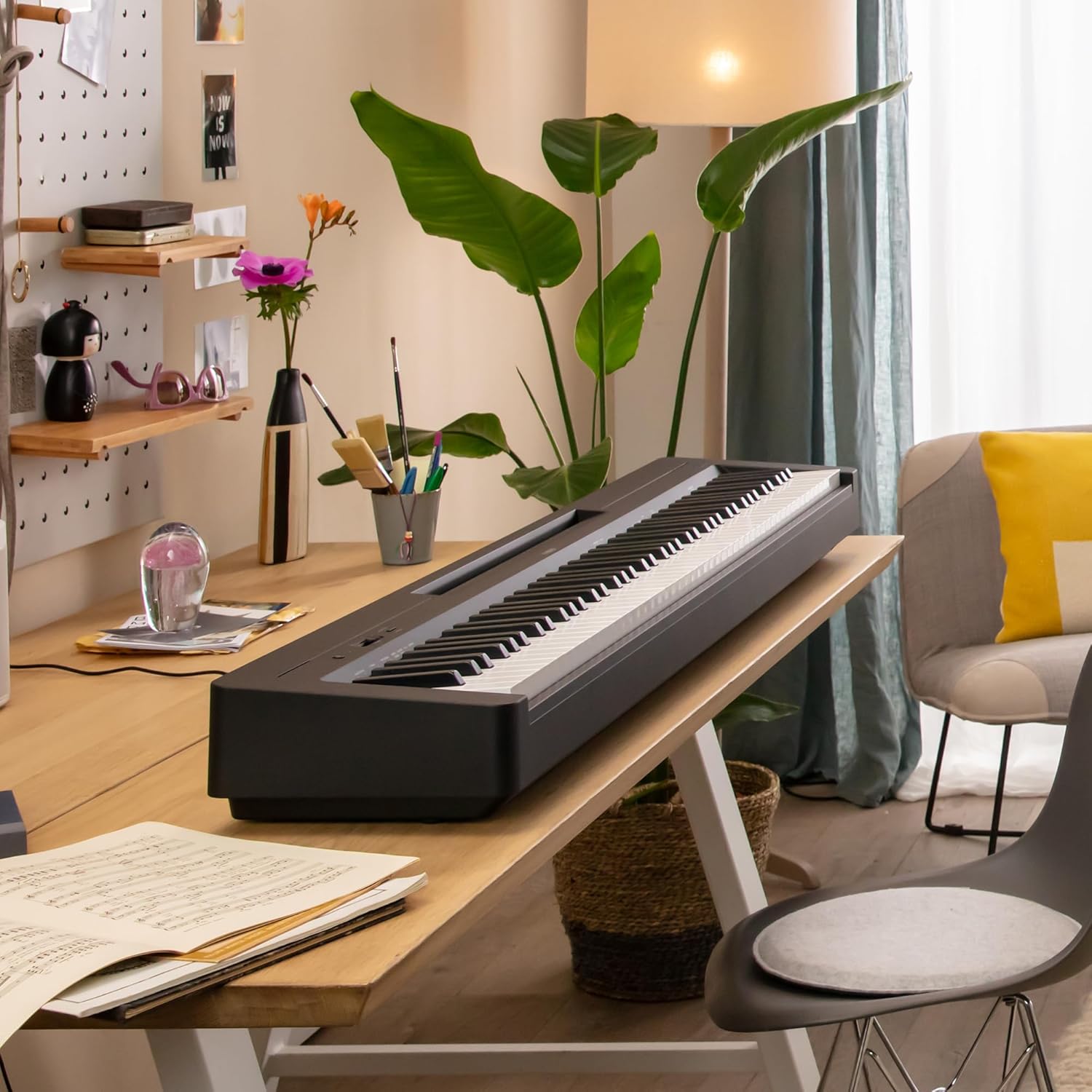 Yamaha P-145B 88-Key Weighted Action Portable Digital Piano with Power Supply great for beginners Adaptor Included