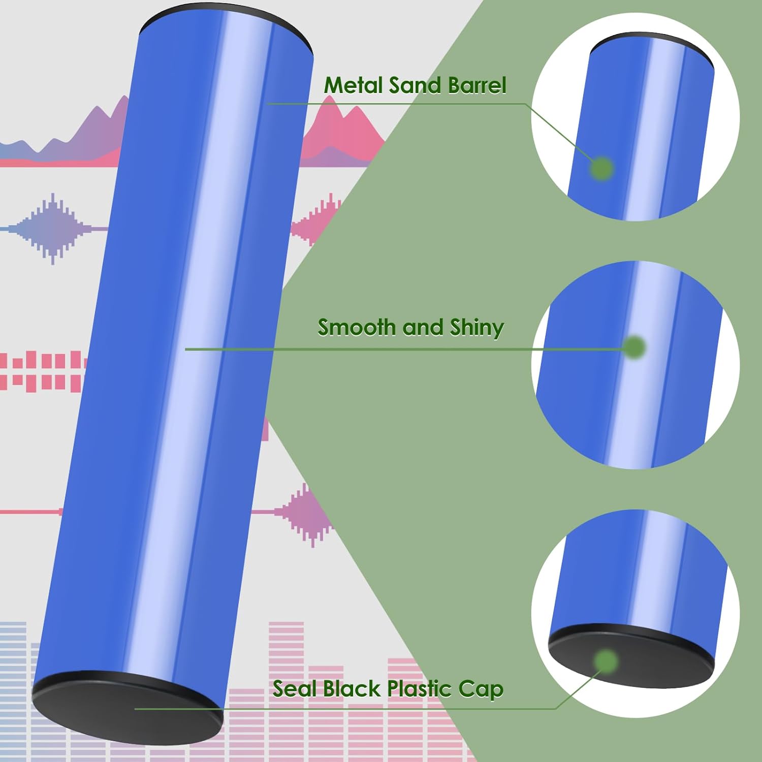 Clapbox Hand Shaker PercussionStainless Steel Cylinder Shaker Percussion InstrumentLatin Shaker Percussion for Studio Band DrummersBlue