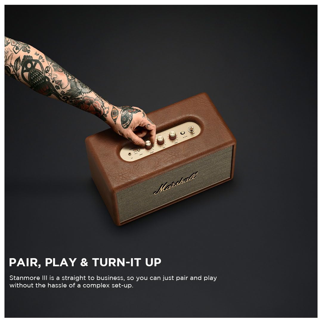 Marshall Stanmore III Wired Connectivity Home Speaker with Bluetooth 52  RCA or 35mm Input - Brown