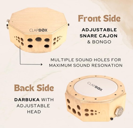 ClapBox Travel Cajembe Natural 3 instruments in 1