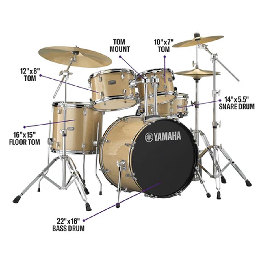 Yamaha RYDEEN RDP2F5 Acoustic Drum Set With Hardware - Champagne Glitter