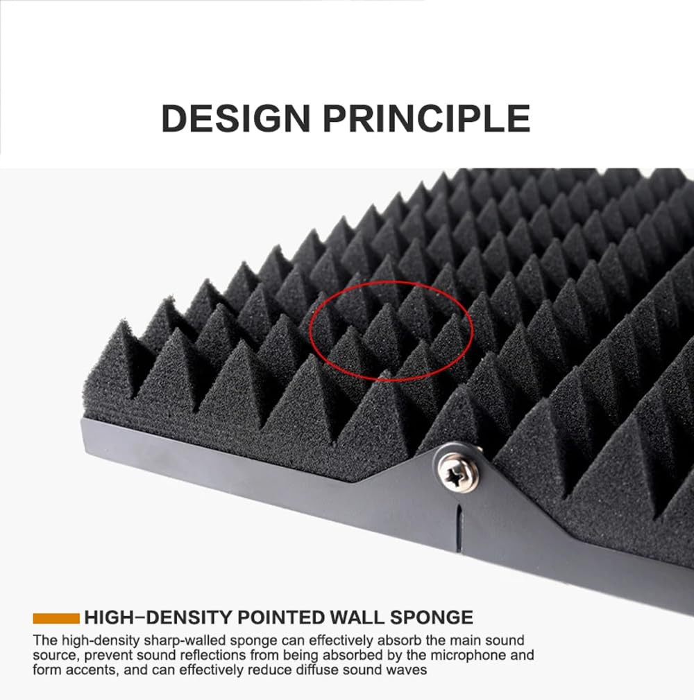 Digimore D-150 Microphone Sound Isolation Shield with Metal Panel and Sound Absorbing Foam Reflector for Recording Studio Podcasts Singing Broadcasting 5-Panel