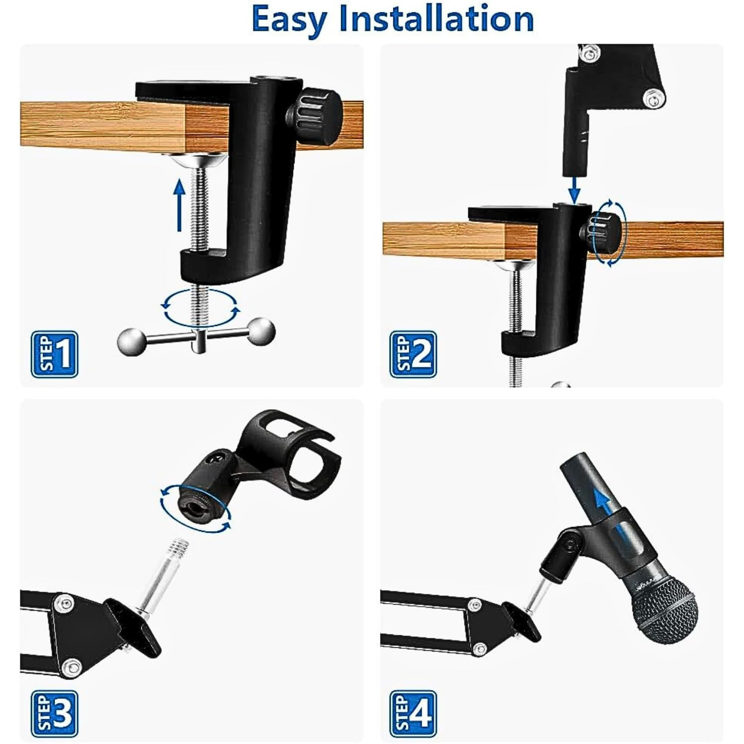 Digimore D-110 Microphone Arm Stand Adjustable Suspension Boom Scissor Mic Stand with Pop Filter Mic Clip