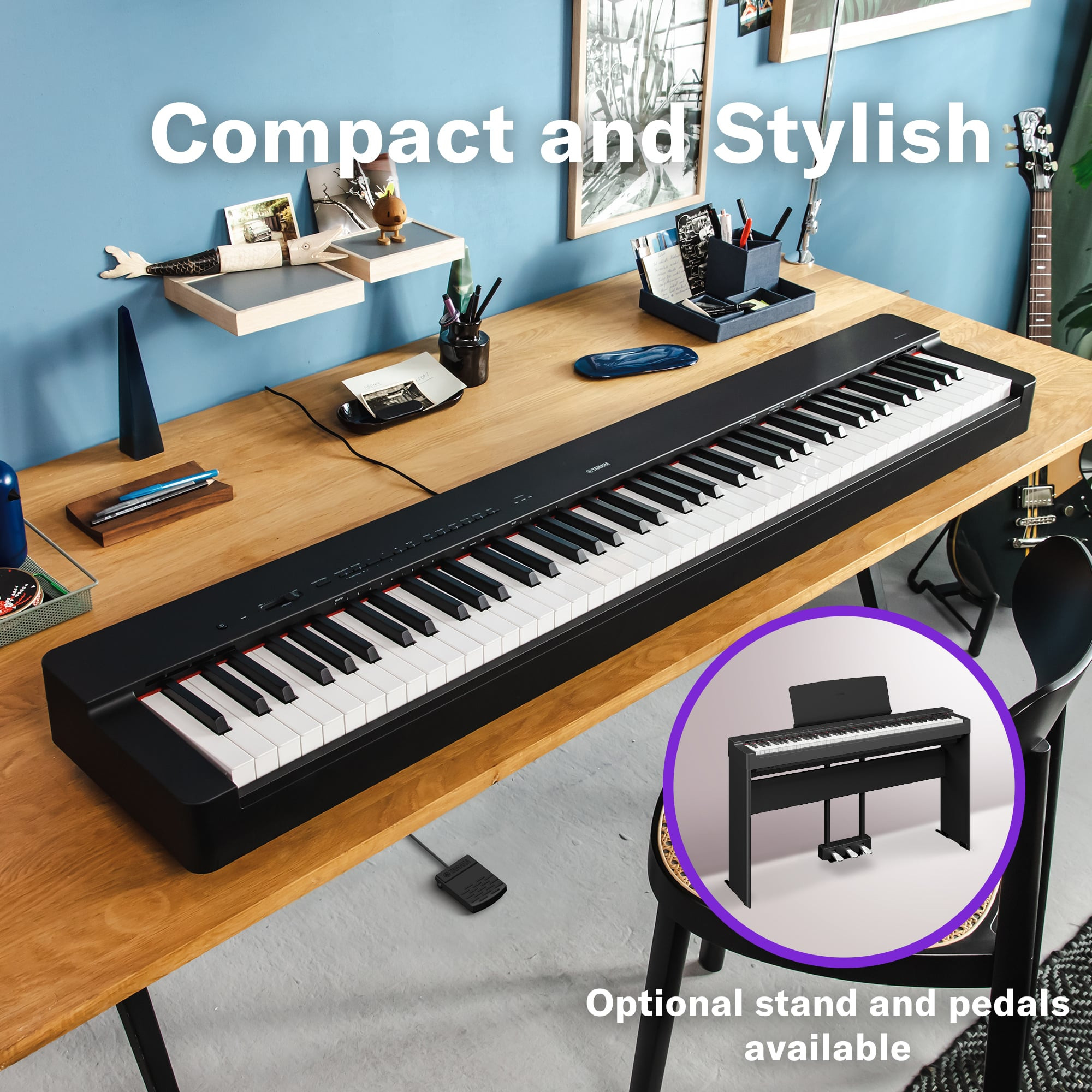 Yamaha P-225B 88-Key Weighted Action Portable Digital Piano with Power Supply great for beginners Adaptor Included