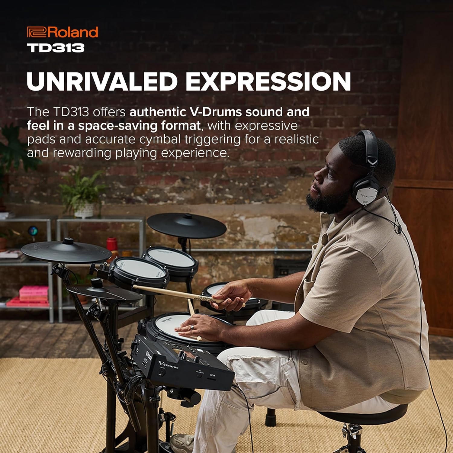 ROLAND TD313 V-Drums MDS-COM 5-Pieces Electronic Drum Kit