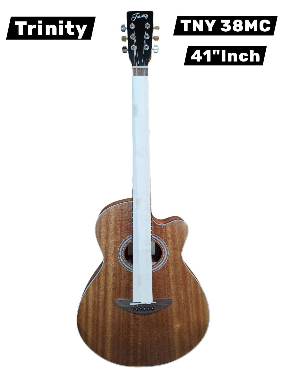 Trinity TNY-38MC Acoustic Guitar In-built with padded bag Natural Wooden