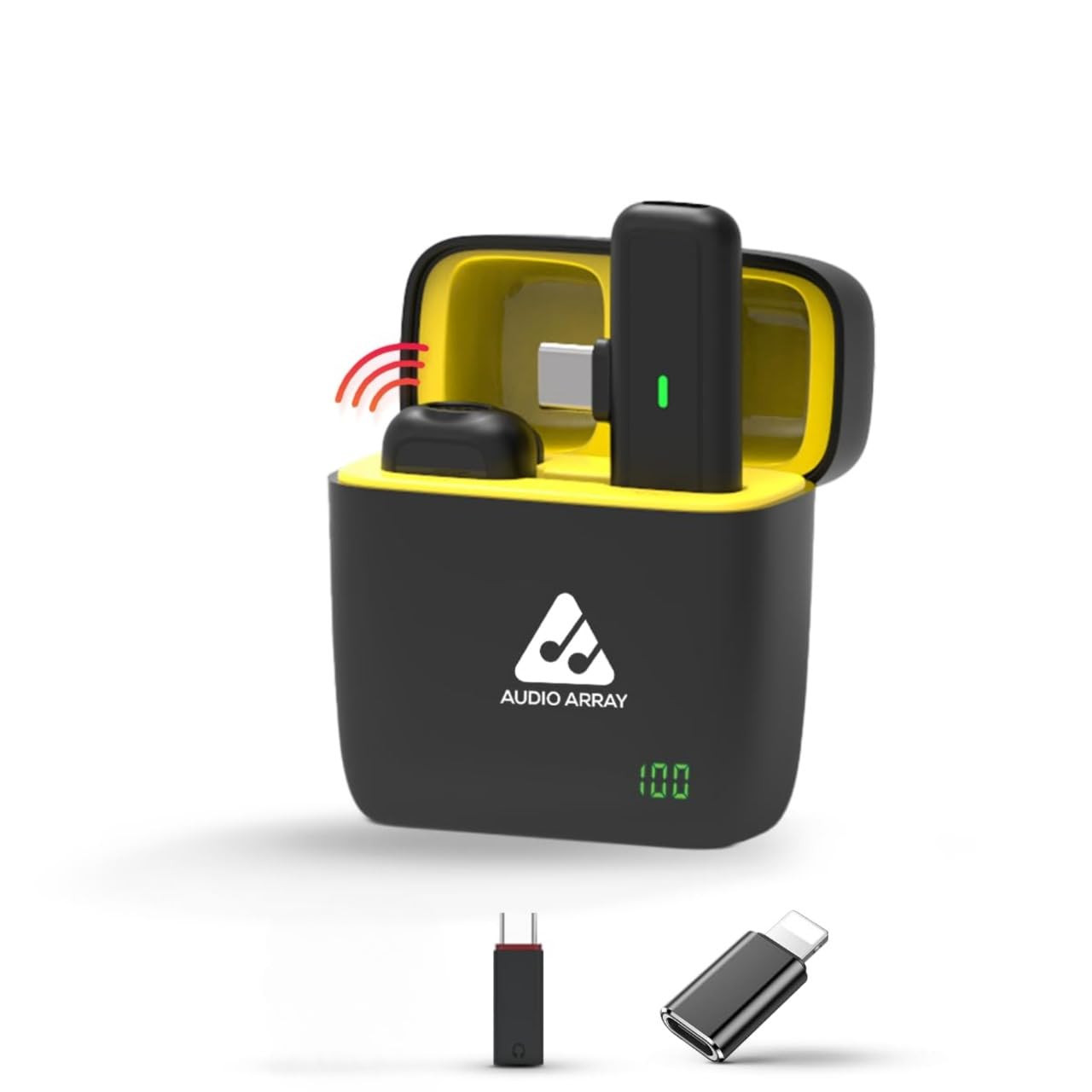 Audio Array AM-W16 Solo Wireless Lapel Over Ear Mic in-Built ANCPlug N Play Long Battery LifeUltra-Low LatencyUpto 30M RangeCompatible with iPhone Android Vlogging Streaming Teaching YouTube Black