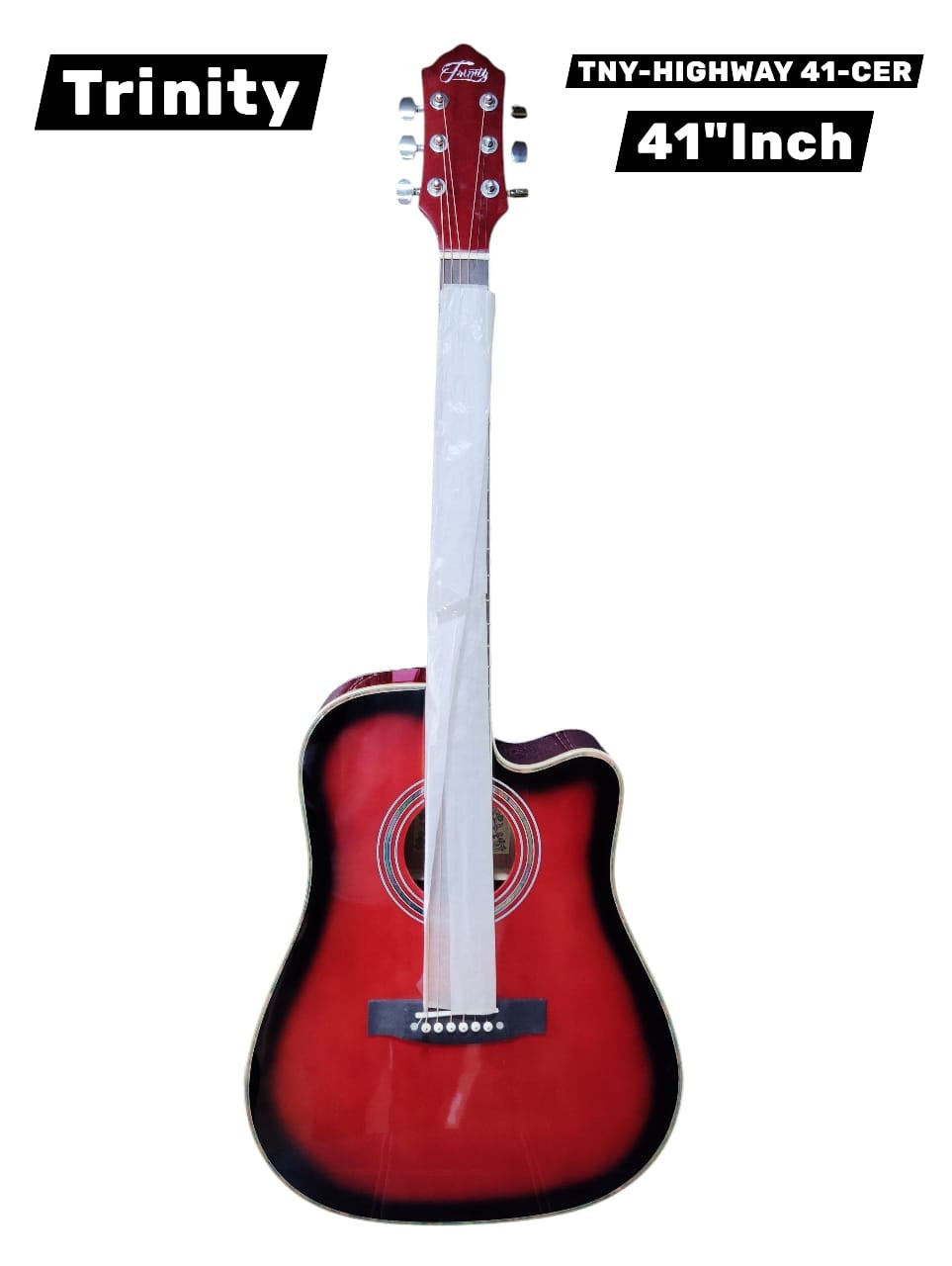 Trinity TNY-Highway 41 Semi-Acoustic Guitar With padded bag belt and plectrums Red and Black