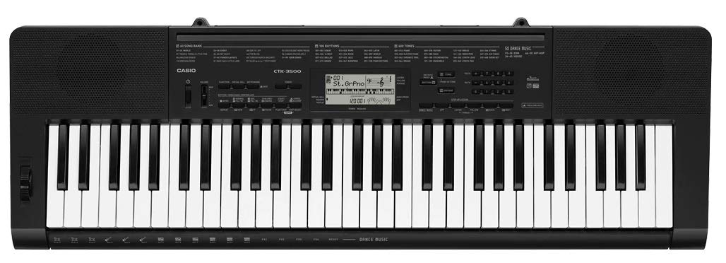 Casio CTK-3500 61-Keys Touch-responsive Standard Keyboard with Stand Adapter Padded Bag and Dust Cover Combo Pack