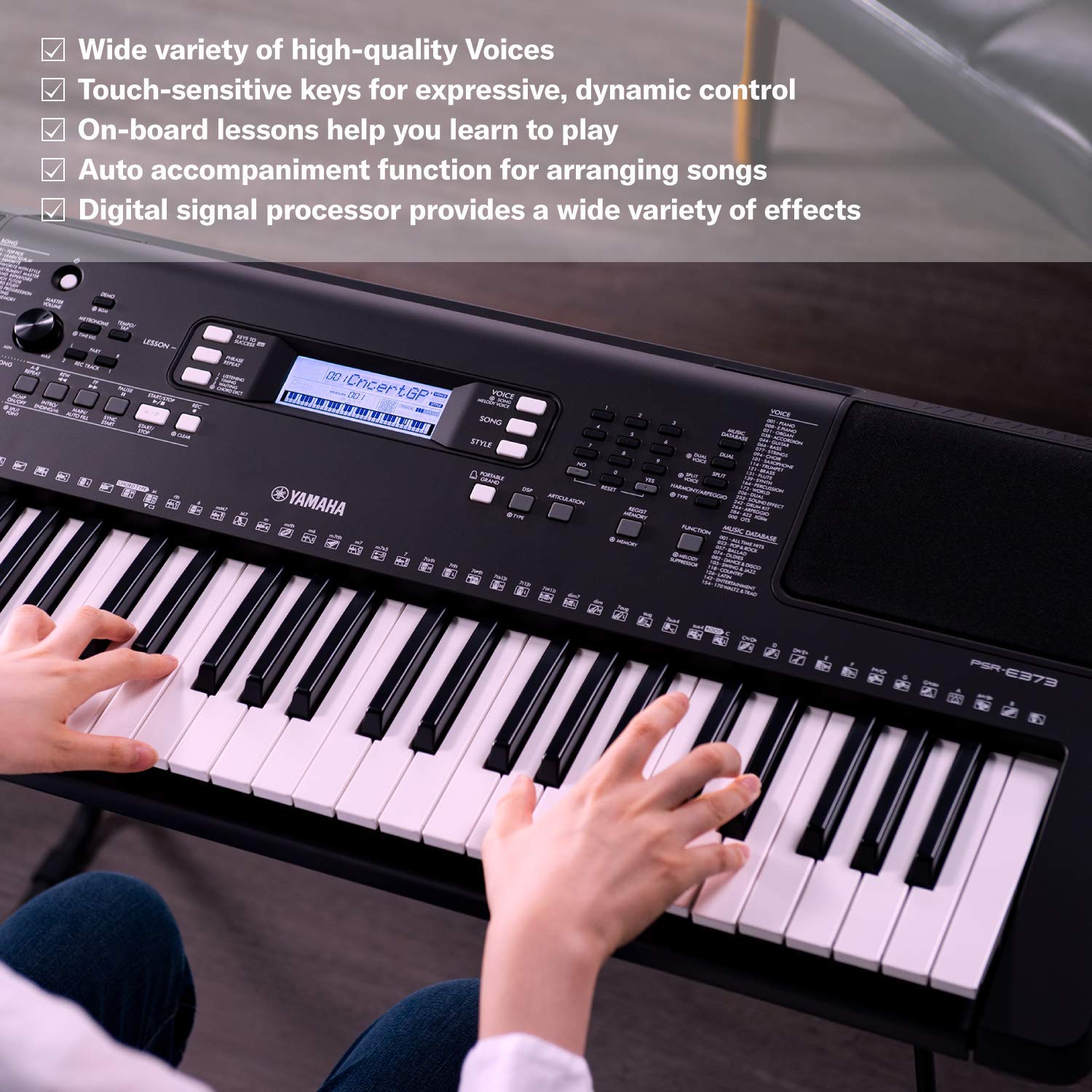 YAMAHA PSR-E373 61-Keys Portable Keyboard with Adapter and Yamaha Bag
