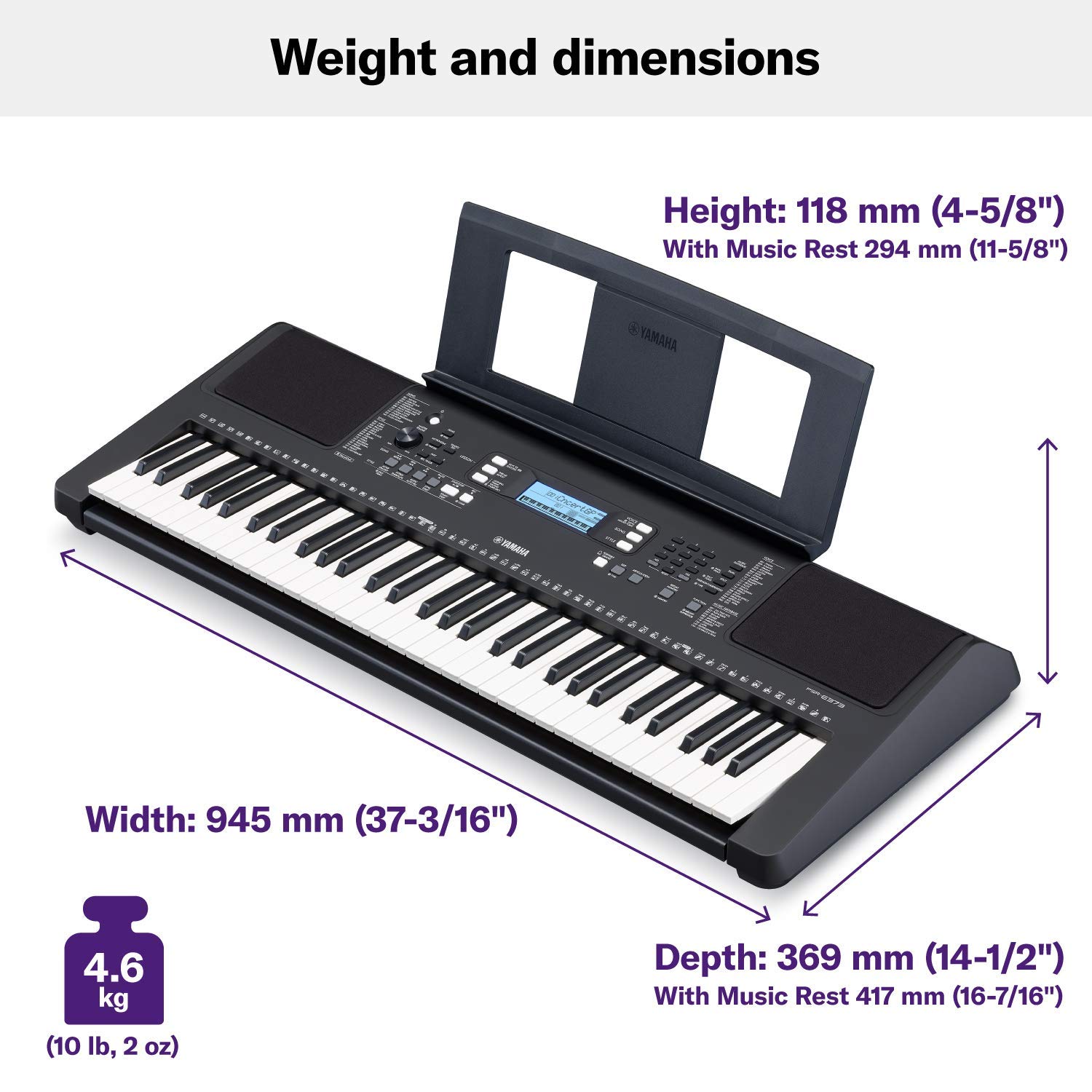 YAMAHA PSR-E373 61-Keys Portable Keyboard with Adapter and Yamaha Bag