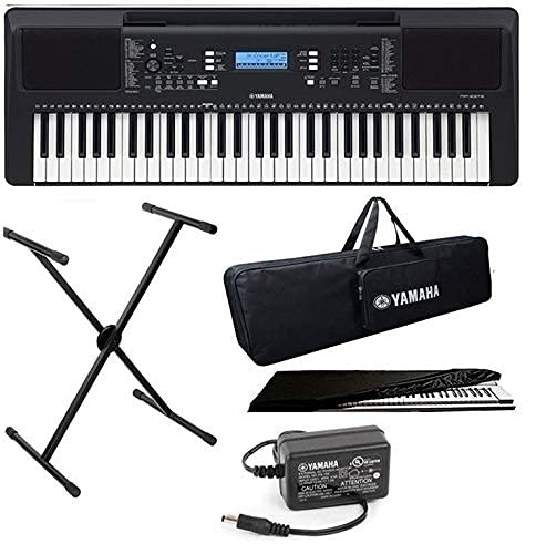 Yamaha PSR-E373 Digital Touch Sensitive Portable 61-Keys Keyboard With Keyboard Stand Gig Bag Dust Cover and Power Adapter