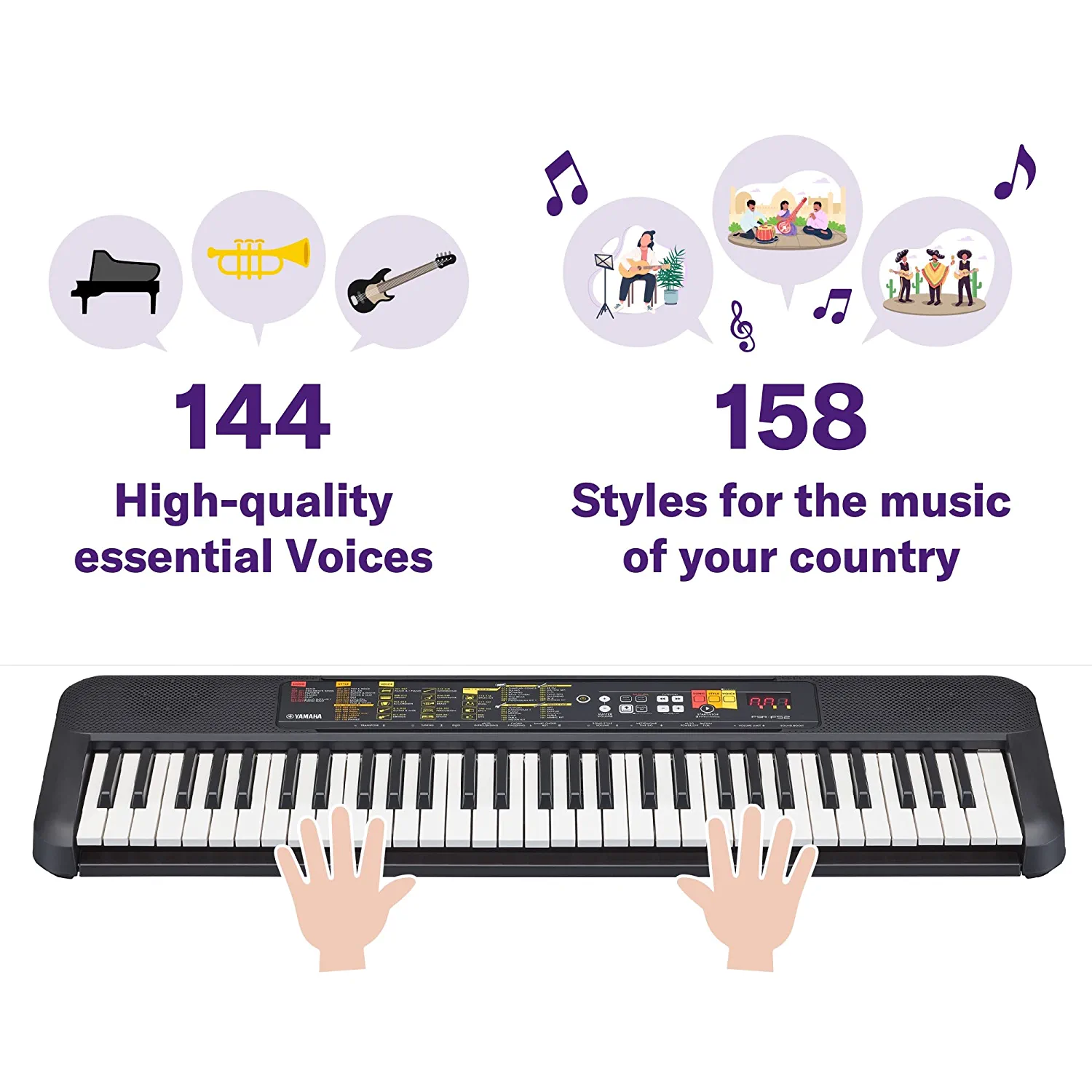Yamaha PSR-F52 Portable 61 Keys Keyboard with Adaptor and Cover