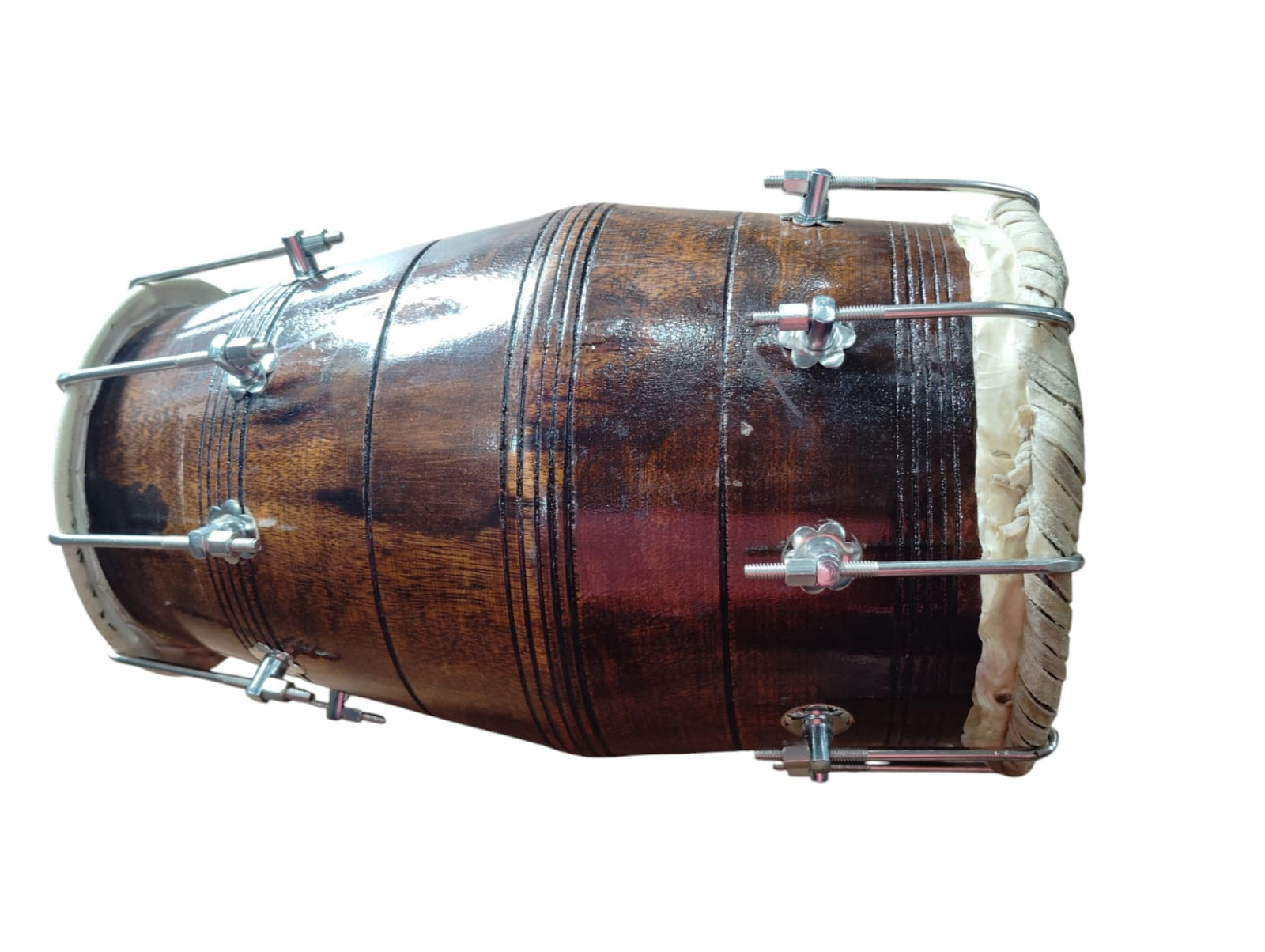 Wooden Musical Intrument Dholak Drum Nuts and Bolt Design