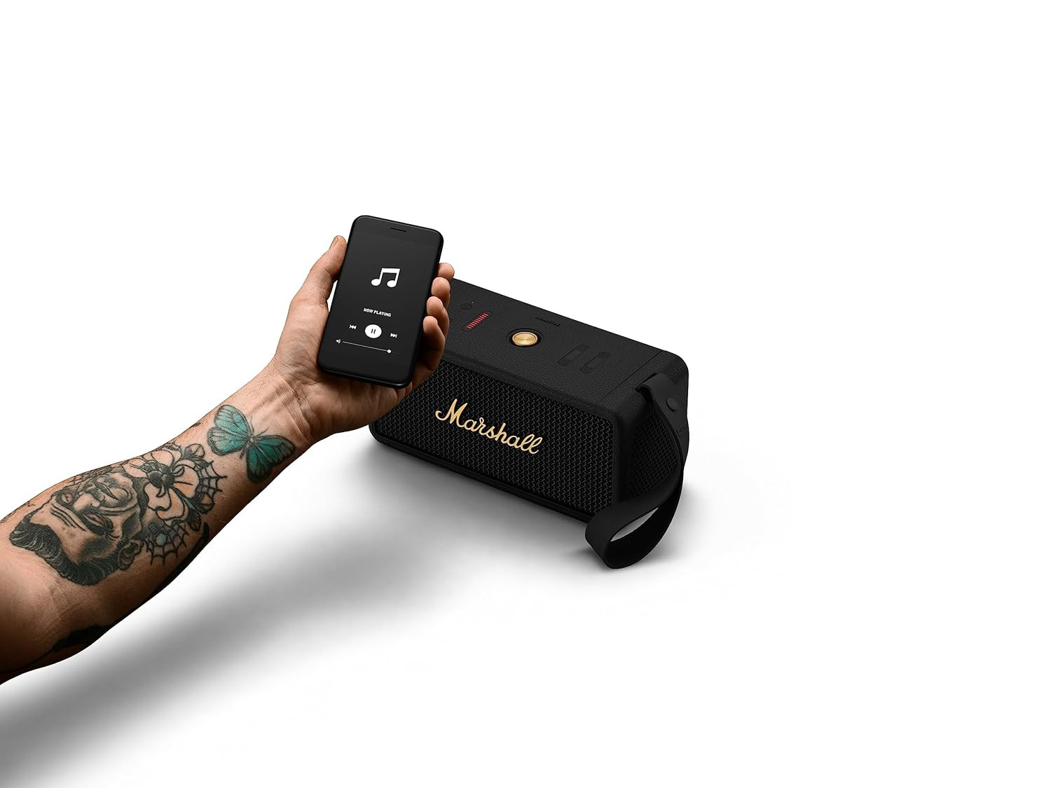 Marshall Middleton Portable Bluetooth Speaker with 20 Hours of Portable Playtime 360 Sound Dust Waterproof IP67 - Black Brass