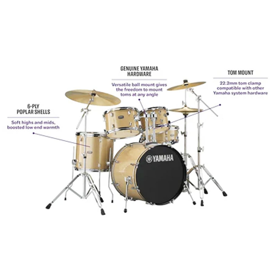 Yamaha RYDEEN RDP2F5 Acoustic Drum Set With Hardware - Champagne Glitter