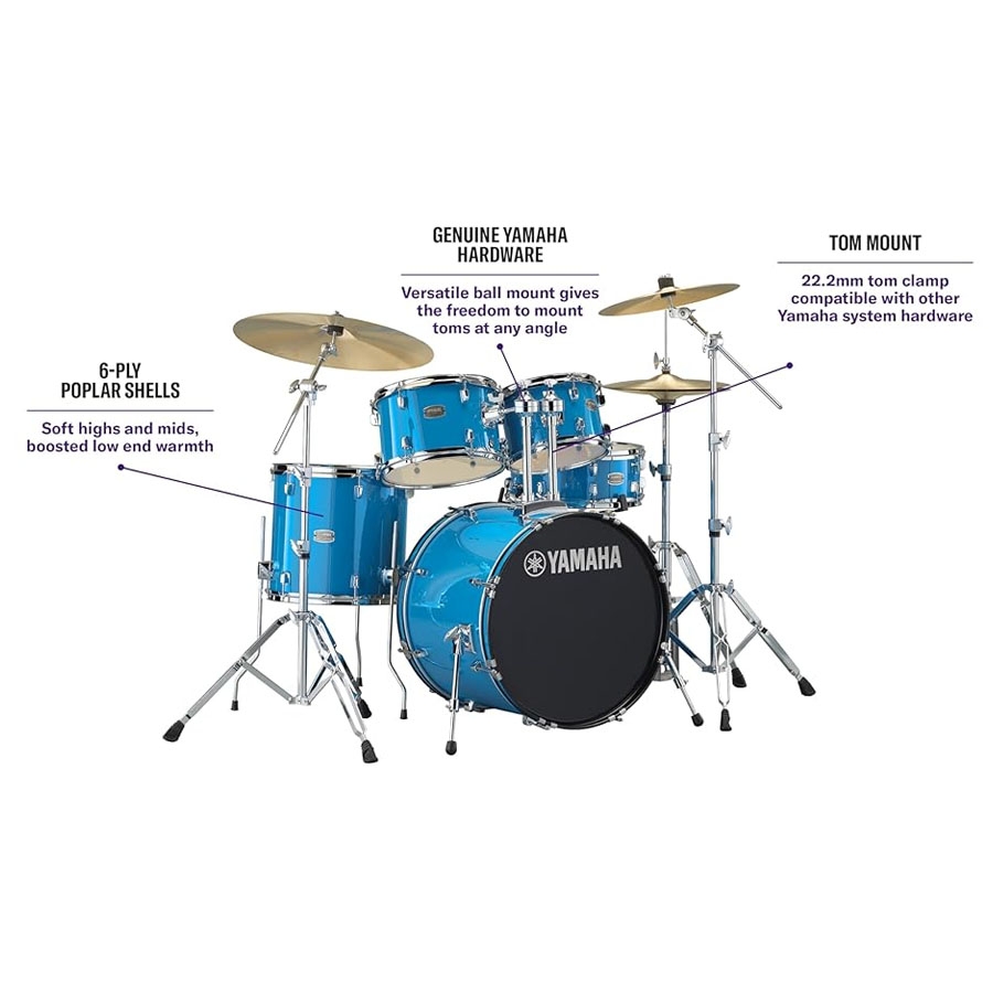 Yamaha RYDEEN RDP2F5 Acoustic Drum Set With Hardware -  Sky Blue