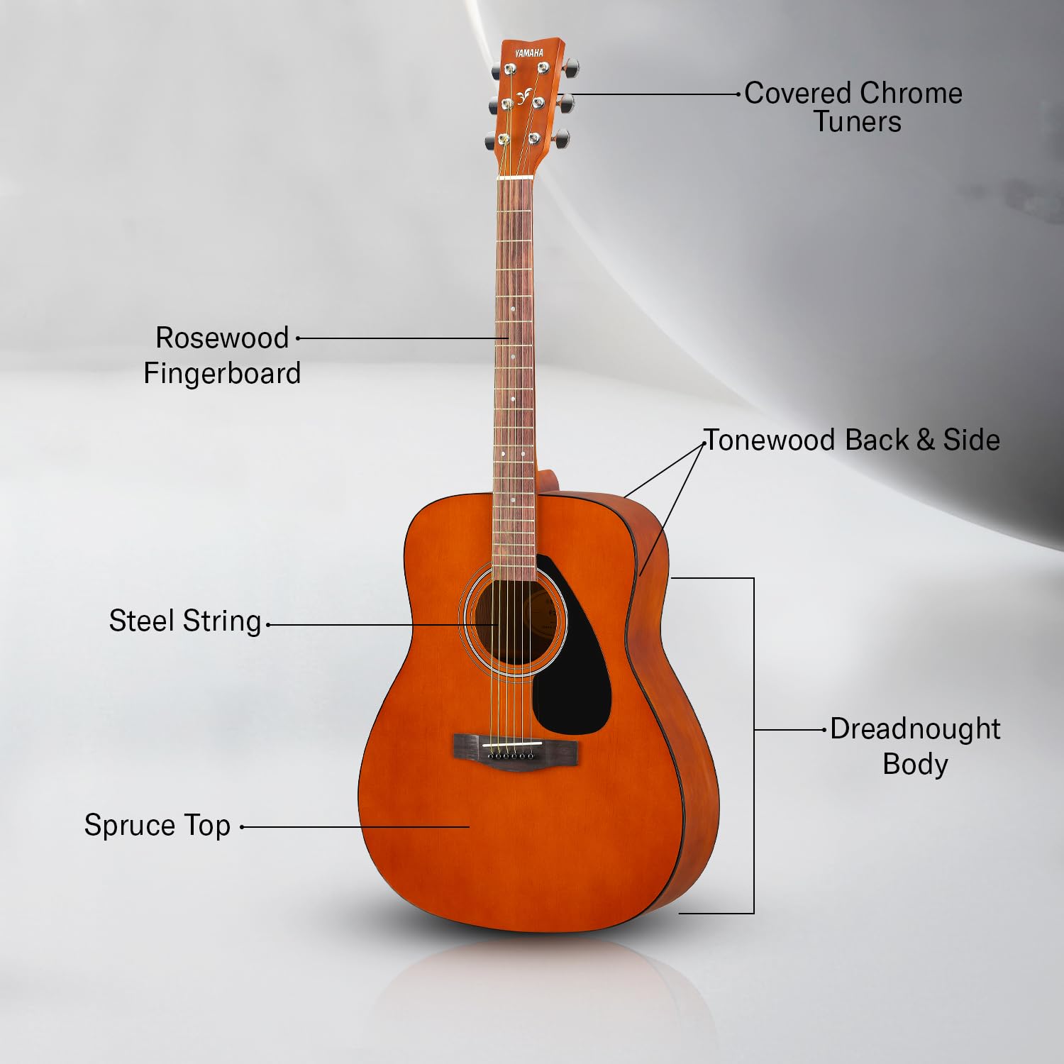 Yamaha F280 Wood Brown Acoustic Guitar Made In India