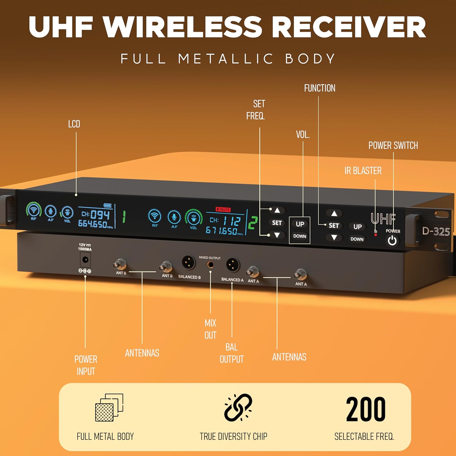 Digimore D325 UHF wireless microphone system