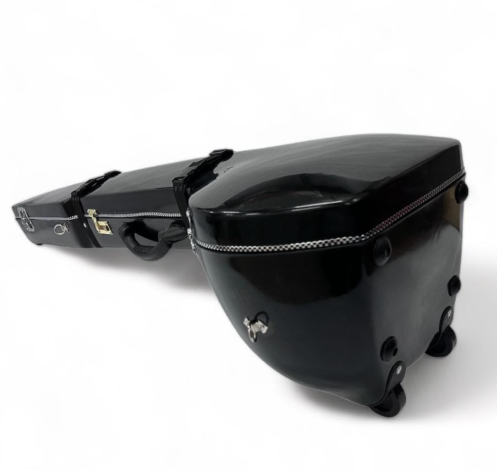 Hard fiberglass Case for Sitar With Trolley and wheels - Classic Black