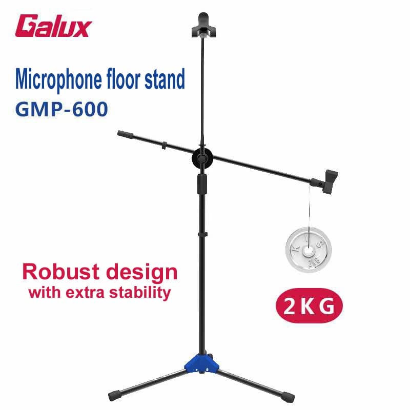 Galux GMP-600 Mic stand Heavy Duty with Mobile holder and Microphone holder Tripod base