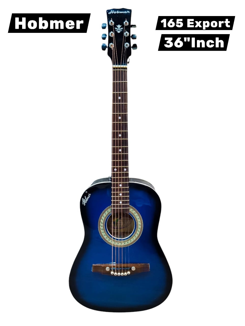 Hobmer 165 Export Semi acoustic Guitar 36 Blue and Black With Case