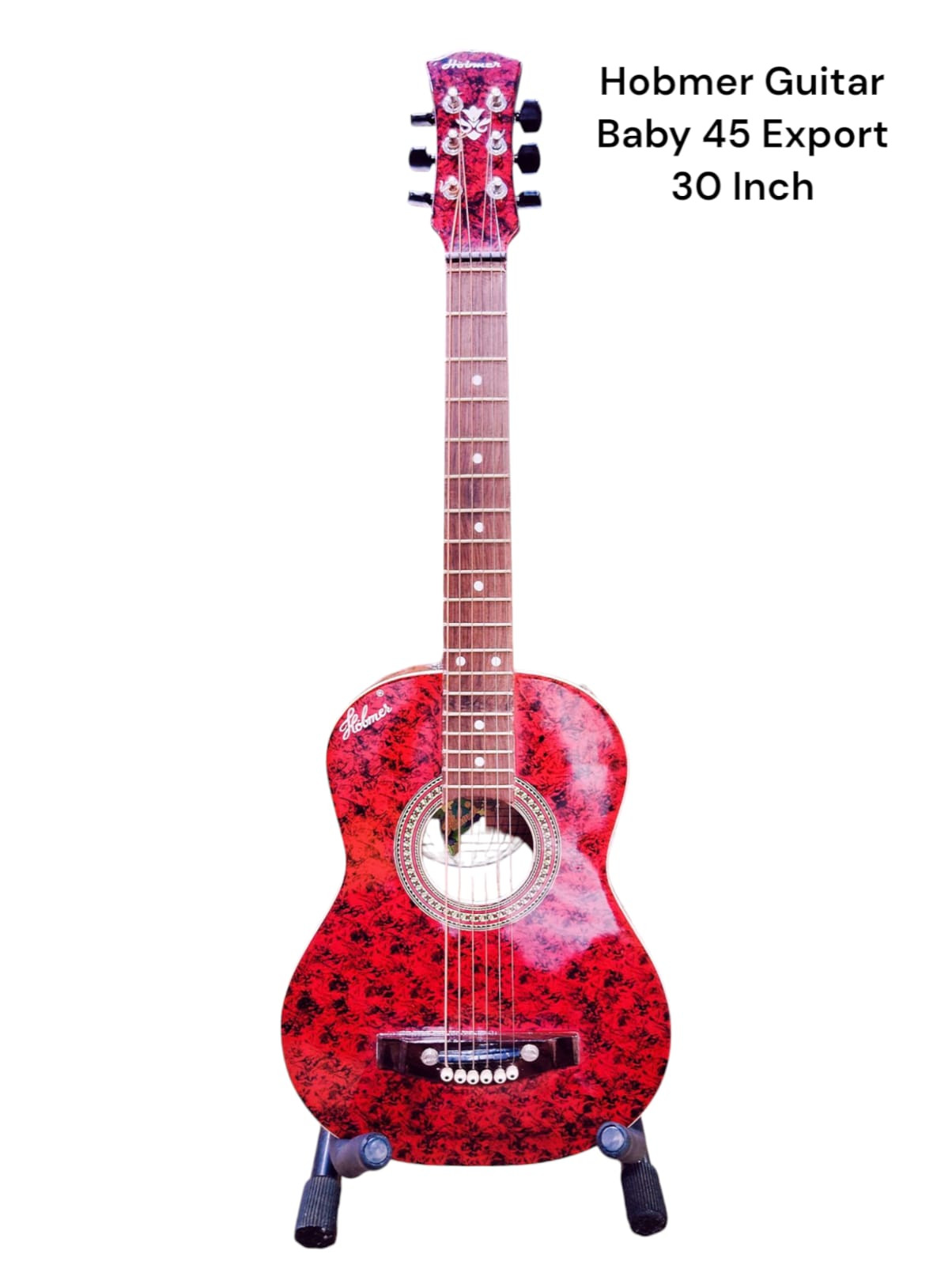 Hobmer 45 Acoustic Guitar 30 Red and Black With Case