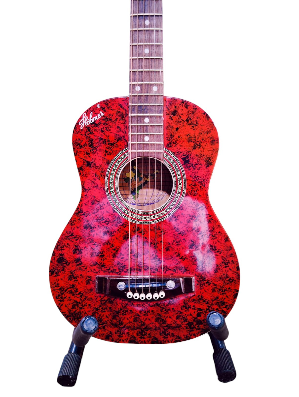 Hobmer 45 Acoustic Guitar 30 Red and Black With Case