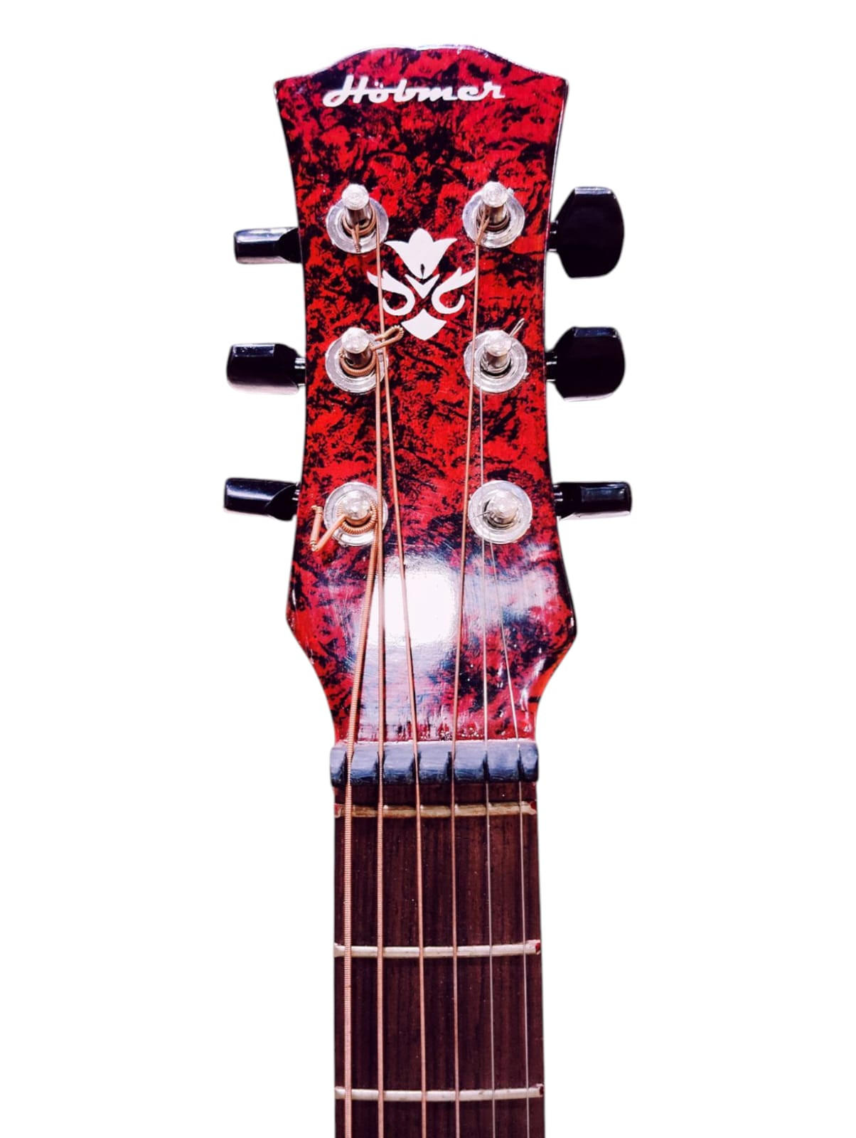 Hobmer 45 Acoustic Guitar 30 Red and Black With Case