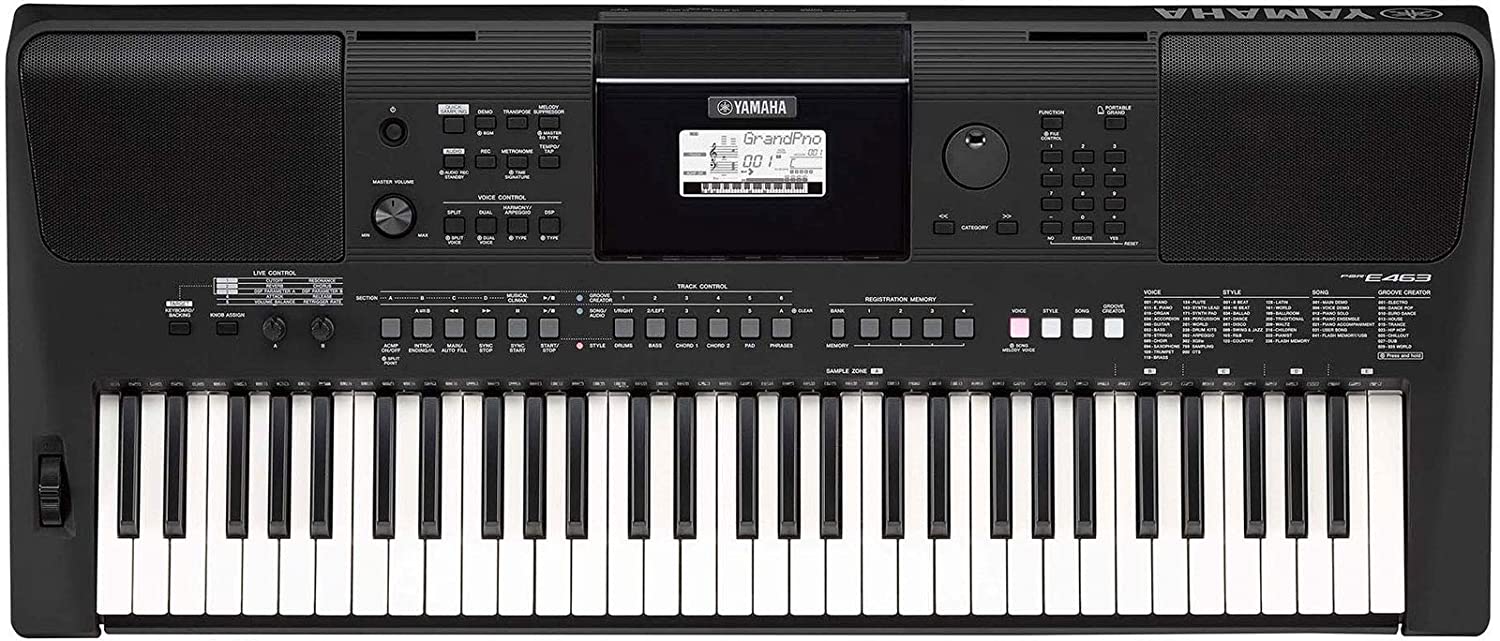 Yamaha PSR-E463 61-Keys Keyboard with adapter dust cover carry bag and stand combo pack