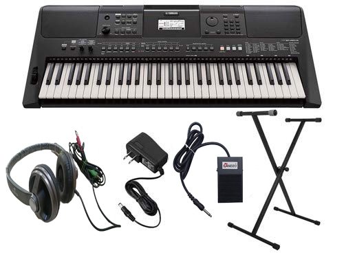 Yamaha PSR-E463 Ultra-Premium Keyboard Package with Stand Sustain Pedal Headphones and AC Adapter