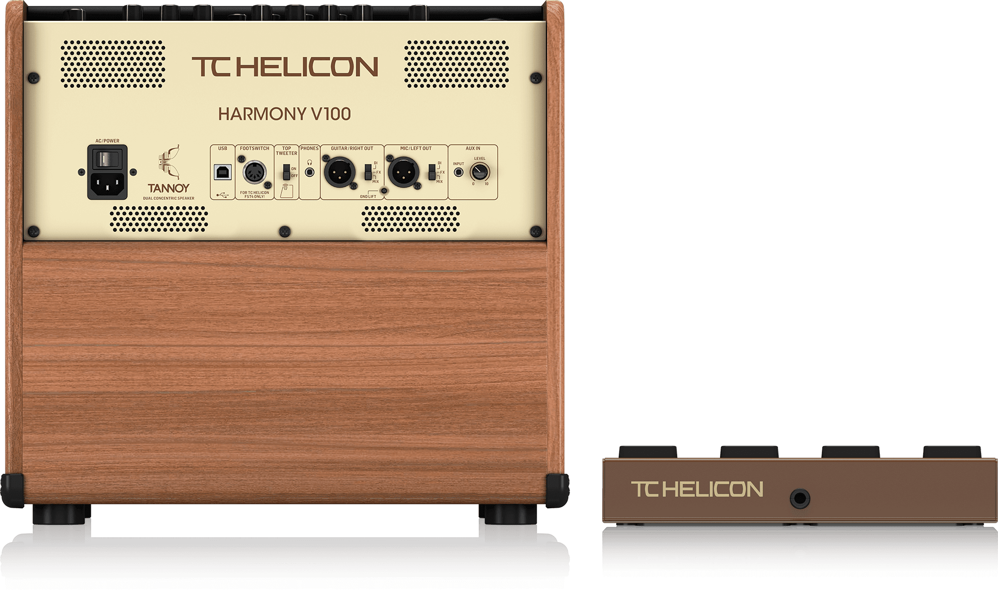 TC Helican HARMONY V60 100W 2-Channel Acoustic Amplifier with Vocal Processing Looper Tannoy Dual Concentric Speaker and 4-Button Footswitch