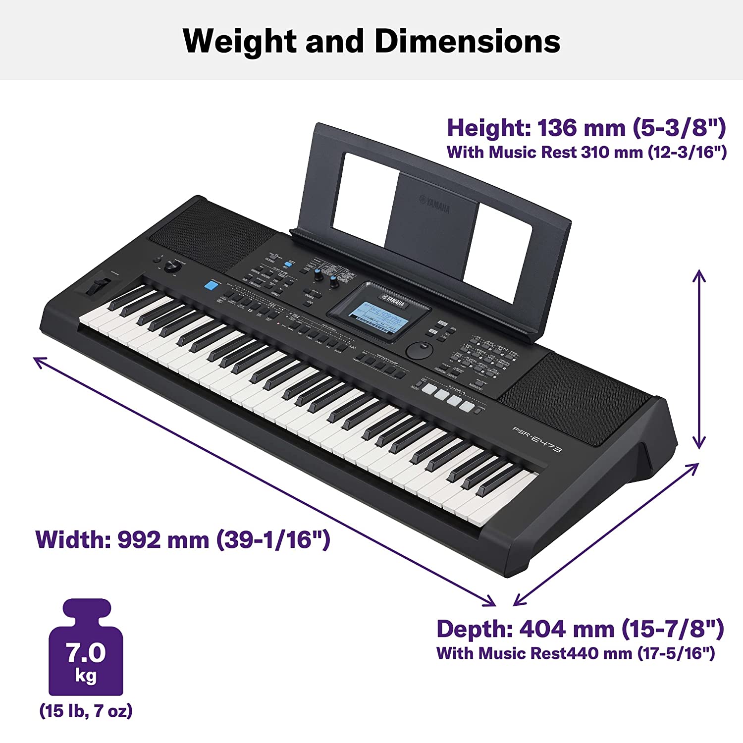 Yamaha PSR-E473 61 Keys Portable Keyboard With Power Adaptor