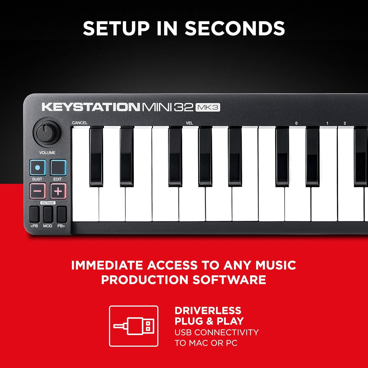 M-Audio Keystation Mini 32 MK3  Ultra-Portable USB MIDI Keyboard Controller