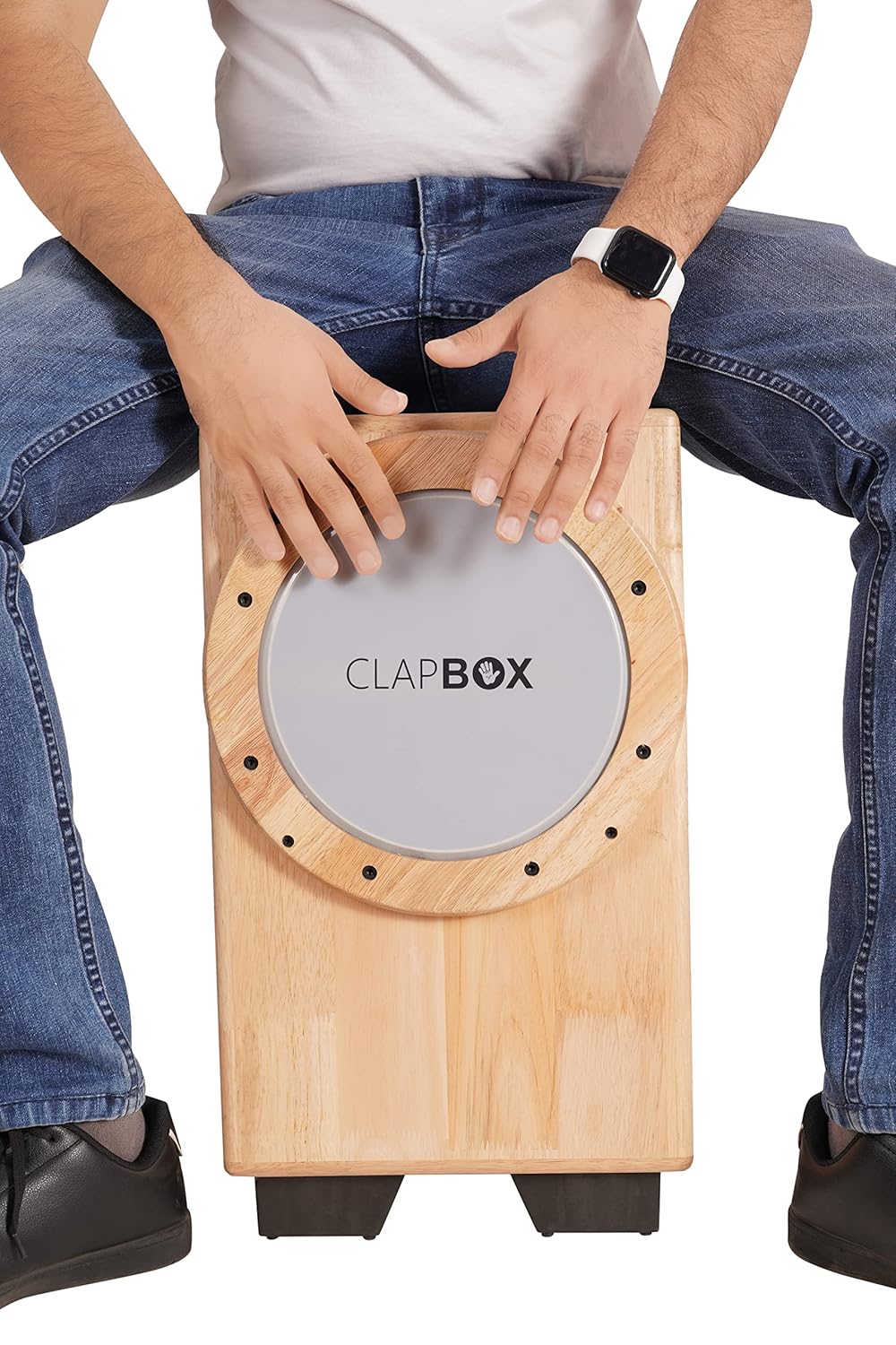 Clapbox Cajembe Cajon 4 instruments in 1 - Rubber wood H50 W30 L30 3 Internal Snares Natural