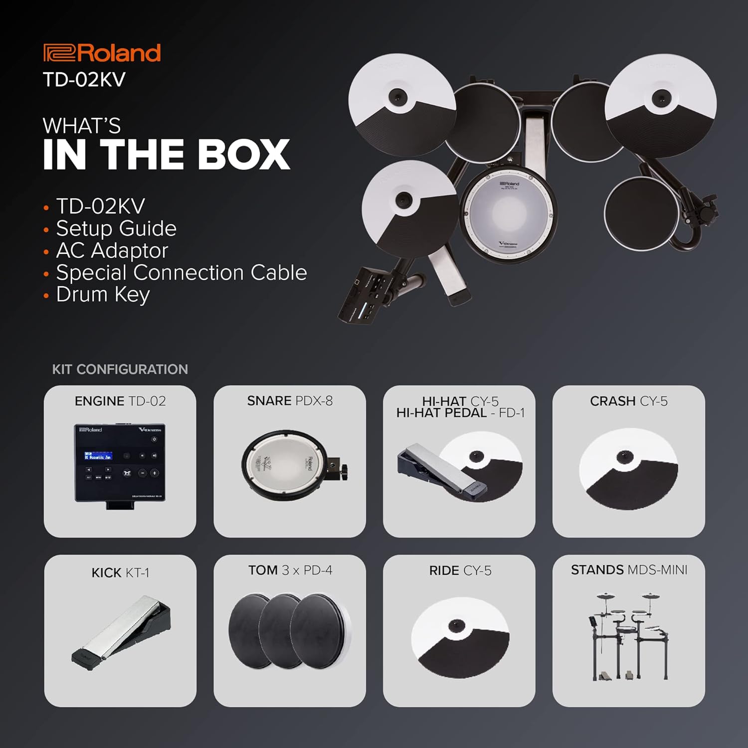 ROLAND TD-02KV V-DRUMS ELECTRONIC DRUM SET