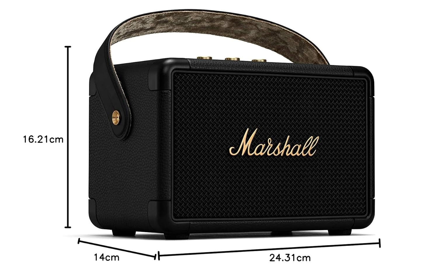 Marshall Kilburn II Portable Bluetooth Speaker with 20 Hours of Portable Playtime 360 Sound Water-Resistant IPX2 Black Brass