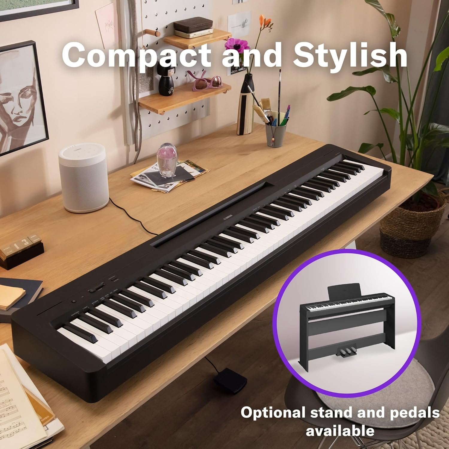 Yamaha P-145B 88-Key Weighted Action Portable Digital Piano with Power Supply great for beginners Adaptor Included